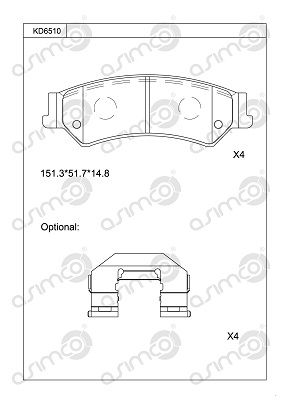 KD6510 ASIMCO Комплект тормозных колодок, дисковый тормоз