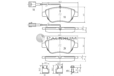 P11482 ASHUKI by Palidium Комплект тормозных колодок, дисковый тормоз