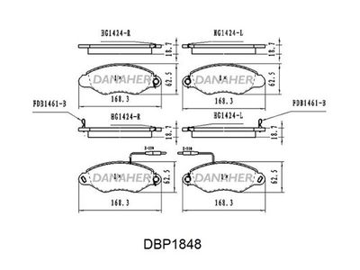 DBP1848 DANAHER Комплект тормозных колодок, дисковый тормоз