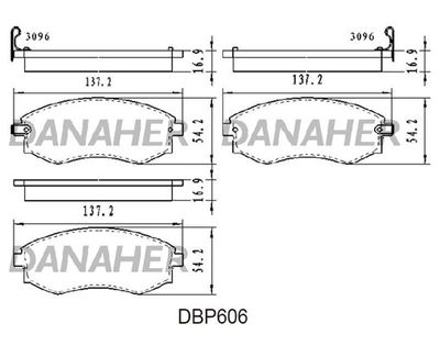 DBP606 DANAHER Комплект тормозных колодок, дисковый тормоз