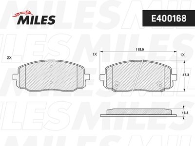 E400168 MILES Комплект тормозных колодок, дисковый тормоз