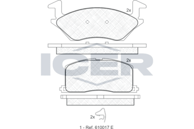 180888 ICER Комплект тормозных колодок, дисковый тормоз
