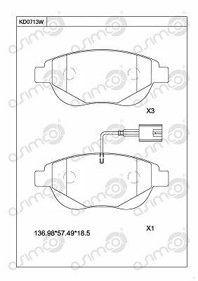 KD0713W ASIMCO Комплект тормозных колодок, дисковый тормоз