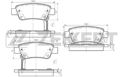 BS2836 ZEKKERT Комплект тормозных колодок, дисковый тормоз