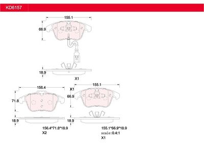 KD6157 ASIMCO Комплект тормозных колодок, дисковый тормоз