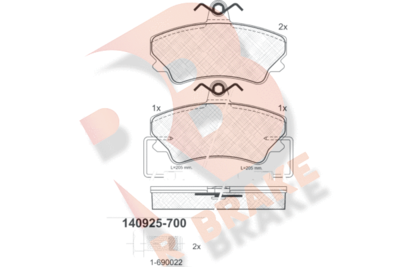 RB0925700 R BRAKE Комплект тормозных колодок, дисковый тормоз