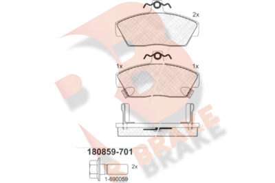 RB0859701 R BRAKE Комплект тормозных колодок, дисковый тормоз