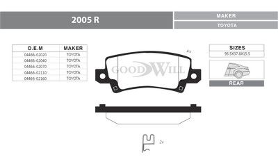 2005R GOODWILL Комплект тормозных колодок, дисковый тормоз