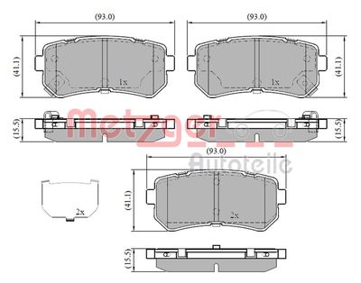1170912 METZGER Комплект тормозных колодок, дисковый тормоз