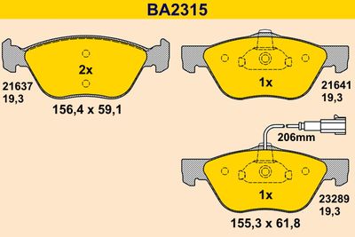 BA2315 BARUM Комплект тормозных колодок, дисковый тормоз