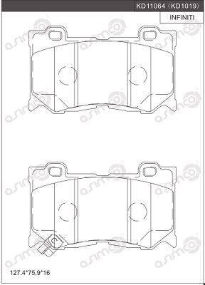 KD1019 ASIMCO Комплект тормозных колодок, дисковый тормоз