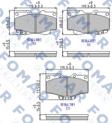 FO464781 FOMAR Friction Комплект тормозных колодок, дисковый тормоз