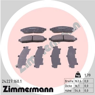 242271601 ZIMMERMANN Комплект тормозных колодок, дисковый тормоз