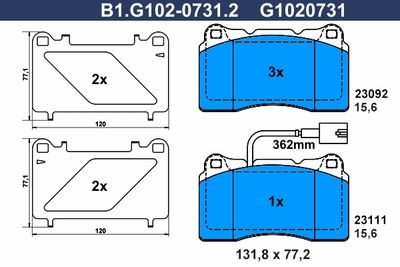 B1G10207312 GALFER Комплект тормозных колодок, дисковый тормоз