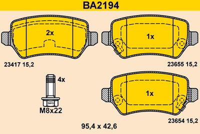 BA2194 BARUM Комплект тормозных колодок, дисковый тормоз