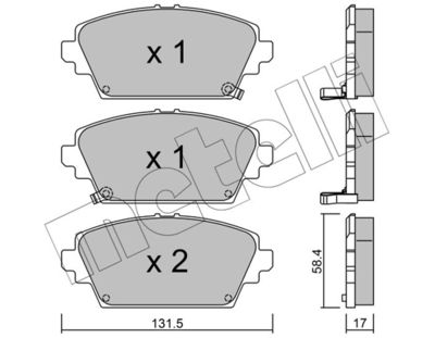 2204641 METELLI Комплект тормозных колодок, дисковый тормоз