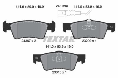 2436704 TEXTAR Комплект тормозных колодок, дисковый тормоз