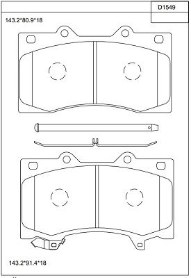 KD1549 ASIMCO Комплект тормозных колодок, дисковый тормоз