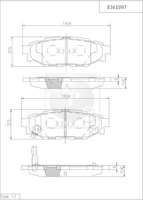 S361U07 NPS Комплект тормозных колодок, дисковый тормоз