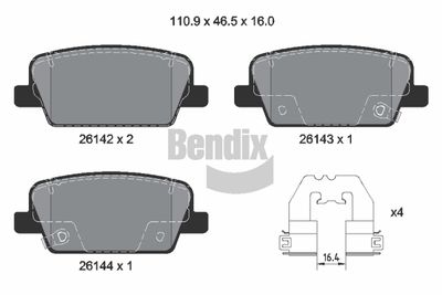 BPD2441 BENDIX Braking Комплект тормозных колодок, дисковый тормоз