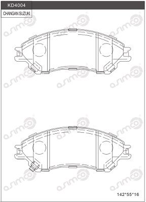 KD4004 ASIMCO Комплект тормозных колодок, дисковый тормоз