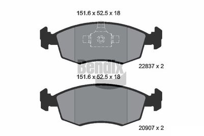 BPD2327 BENDIX Braking Комплект тормозных колодок, дисковый тормоз