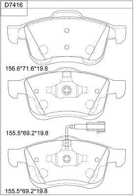 KD7416 ASIMCO Комплект тормозных колодок, дисковый тормоз