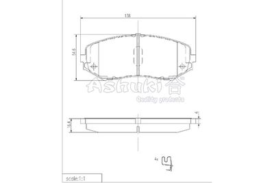 K01214 ASHUKI by Palidium Комплект тормозных колодок, дисковый тормоз