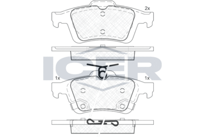 182106 ICER Комплект тормозных колодок, дисковый тормоз
