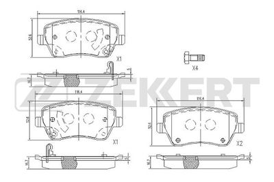 BS1113 ZEKKERT Комплект тормозных колодок, дисковый тормоз