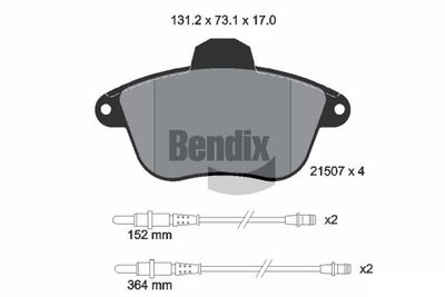 BPD1805 BENDIX Braking Комплект тормозных колодок, дисковый тормоз