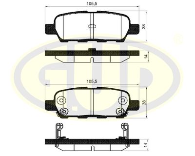 GBP880108 G.U.D. Комплект тормозных колодок, дисковый тормоз