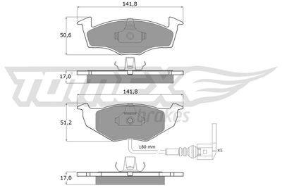 TX1478 TOMEX Brakes Комплект тормозных колодок, дисковый тормоз