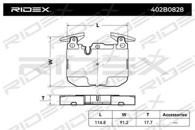 402B0828 RIDEX Комплект тормозных колодок, дисковый тормоз