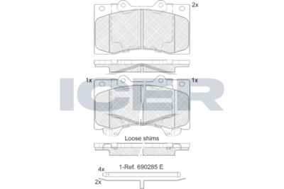 182051 ICER Комплект тормозных колодок, дисковый тормоз