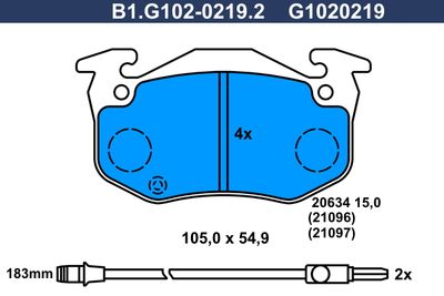 B1G10202192 GALFER Комплект тормозных колодок, дисковый тормоз