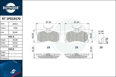 RT1PD19170 ROTINGER Комплект тормозных колодок, дисковый тормоз