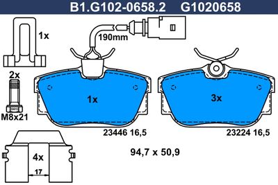 B1G10206582 GALFER Комплект тормозных колодок, дисковый тормоз