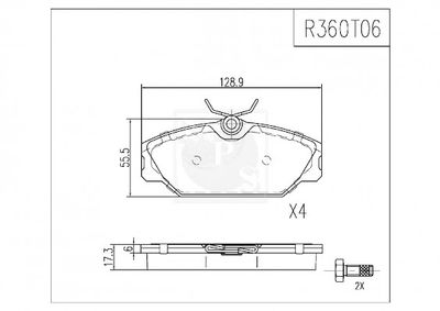 R360T06 NPS Комплект тормозных колодок, дисковый тормоз