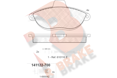 RB1122700 R BRAKE Комплект тормозных колодок, дисковый тормоз