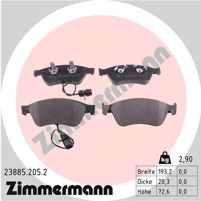 238852052 ZIMMERMANN Комплект тормозных колодок, дисковый тормоз