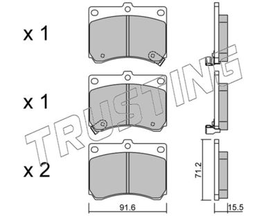 2050 TRUSTING Комплект тормозных колодок, дисковый тормоз