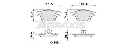 AA0220 BRAXIS Комплект тормозных колодок, дисковый тормоз