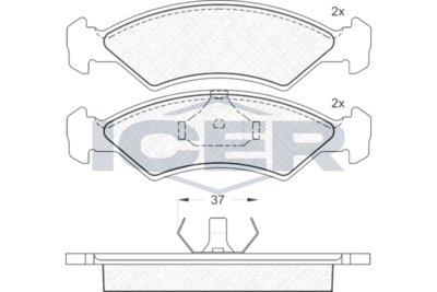 180451 ICER Комплект тормозных колодок, дисковый тормоз