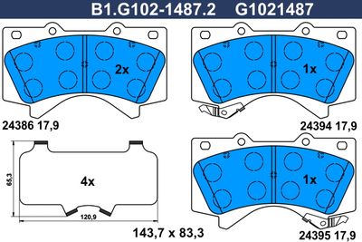 B1G10214872 GALFER Комплект тормозных колодок, дисковый тормоз