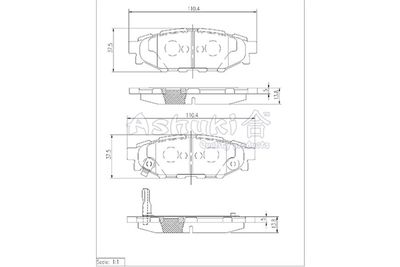 S01150 ASHUKI by Palidium Комплект тормозных колодок, дисковый тормоз