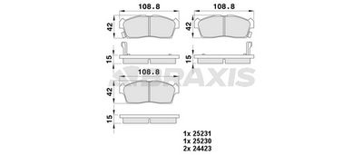 AA0395 BRAXIS Комплект тормозных колодок, дисковый тормоз