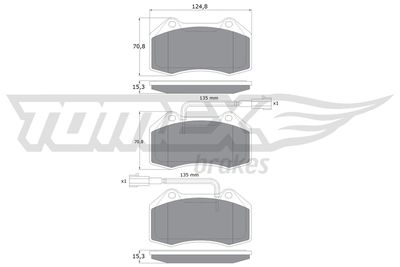 TX16731 TOMEX Brakes Комплект тормозных колодок, дисковый тормоз