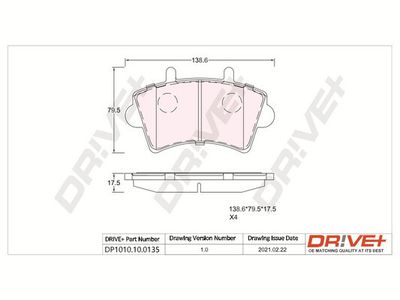 DP1010100135 Dr!ve+ Комплект тормозных колодок, дисковый тормоз