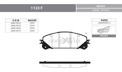 1123F GOODWILL Комплект тормозных колодок, дисковый тормоз